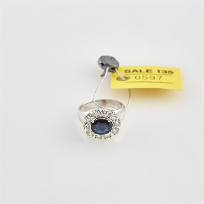 Lot 597 - Diamond and Stone Ring, 10 diamonds about 1.40...