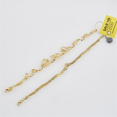 Lot 599 - Two Gold Flexible Bracelets, 14K 10 dwt.