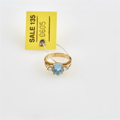 Lot 605 - Diamond and Stone Ring, 2 diamonds about 0.40...