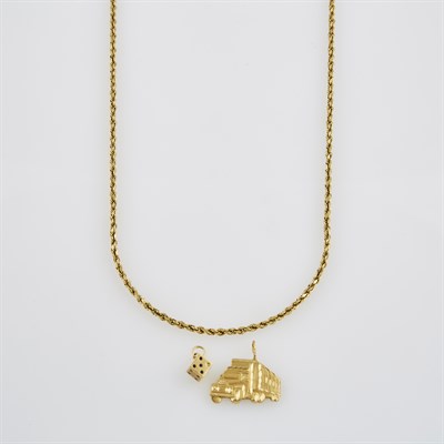 Lot 633 - Two Gold and Enamel Pendants and Neck Chain,...