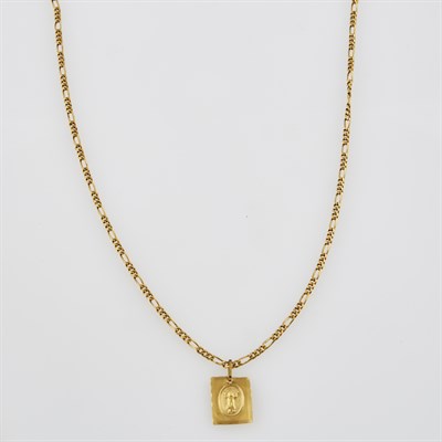 Lot 648 - Gold Pendant and Neck Chain, 18K 9 dwt.