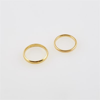 Lot 704 - Two Gold Wedding Rings, 18K 5 dwt.