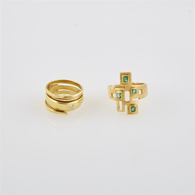 Lot 710 - Diamond Ring and Gold and Stone Ring, 18K 10...