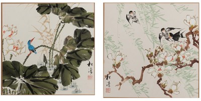 Lot 6 - A Pair of Chinese Ink and Color Paintings on...