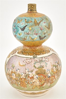 Lot 82 - A Japanese Satsuma Earthenware Double Gourd...