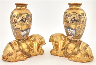 Lot 260 - Pair of Japanese Satsuma Earthenware...