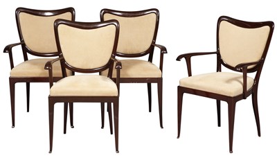 Lot 279 - Set of Four Italian Upholstered Dark Stained...