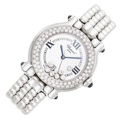 Lot 104 - Chopard Stainless Steel and Diamond 'Happy Sport' Wristwatch, Ref. 8236