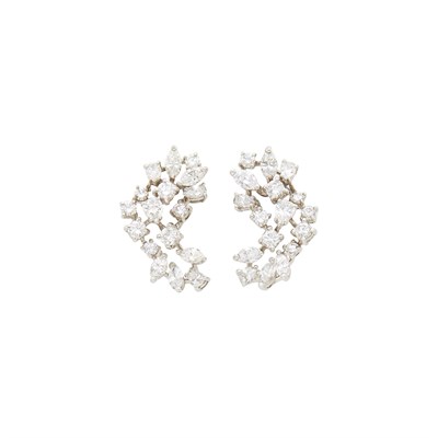 Lot 87 - Pair of Platinum and Diamond Earrings