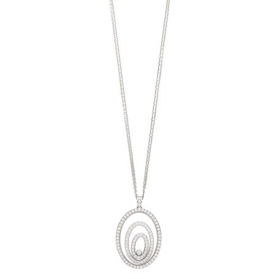 Lot 105 - Chopard White Gold and Diamond 'Happy Spirit' Pendant with Double Strand Chain Necklace
