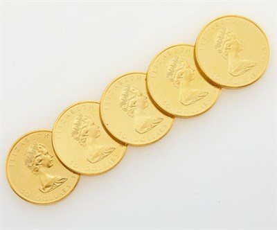 Lot 8 - Canada 1979 $50 Gold Maple Leafs Lot of five...