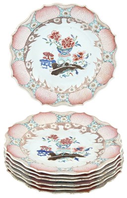 Lot 272 - Set of Seven Chinese Export Porcelain Lotus...