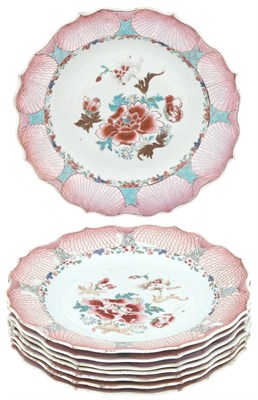 Lot 177 - Set of Eight Chinese Export Porcelain Lotus...