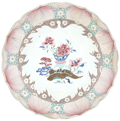 Lot 188 - Chinese Export Porcelain Lotus Charger Mid...