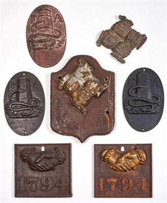 Lot 220 - Group of Seven Cast Iron Fire Marks 19th...