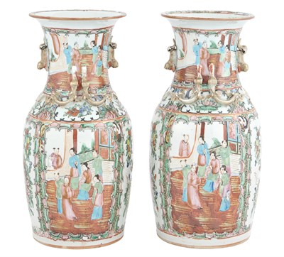 Lot 209 - Pair of Canton Rose Medallion Porcelain Vases...
