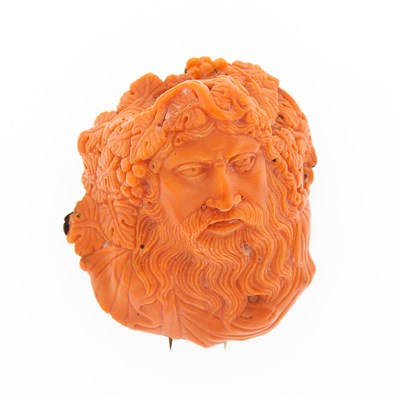 Lot 1131 - Silver and Carved Coral Cameo Pendant-Clip