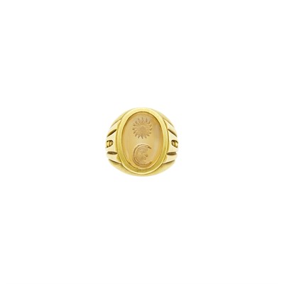 Lot 1281 - Barry Kieselstein-Cord Gold and Glass Intaglio 'Sun and Moon' Ring