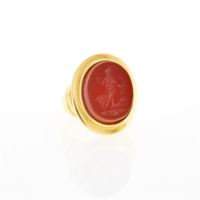 Lot 1024 - Gold and Carnelian Intaglio Ring, France