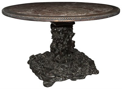 Lot 82 - A Chinese Marble-Top Carved Hardwood Center...