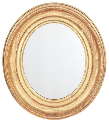 Lot 152 - Neoclassical Giltwood Oval Mirror Height 27...
