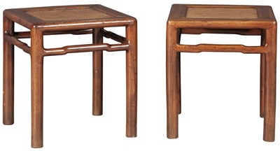 Lot 254 - Pair of Chinese Hardwood Stools Each top inset...