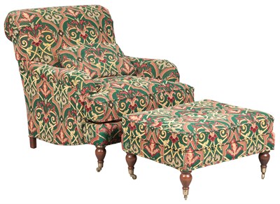 Lot 217 - Upholstered Club Chair and Ottoman by...