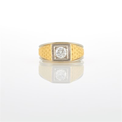 Lot 1217 - Gentleman's Two-Color Gold and Diamond Ring