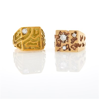 Lot 1095 - Two Gentleman's Gold and Diamond Rings