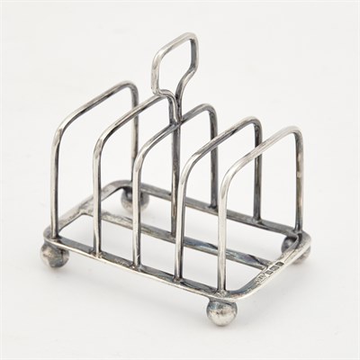 Lot 326 - English Sterling Silver Toast Rack Sheffield,...