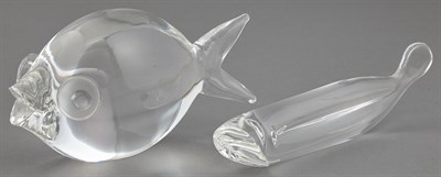 Lot 355 - Two Steuben Glass Fish Height of taller 3 7/8...