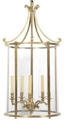 Lot 220 - Gilt-Bronze and Glass Five-Light Hall Lantern...
