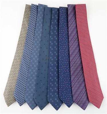 Lot 340 - Hermès, Group of Eight Printed and Woven Silk...
