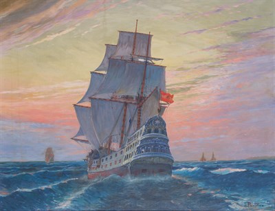 Lot 51 - Luigi Paolillo Italian, 1864-1934 Ship at Sea...