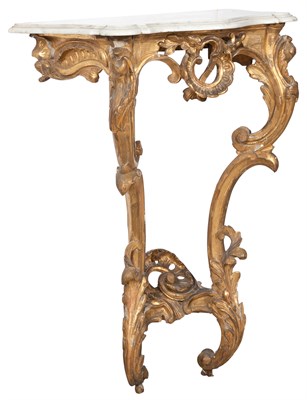 Lot 248 - Louis XV Giltwood Console Table With later...
