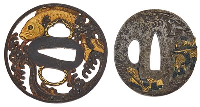 Lot 1211 - Two Japanese Mixed Metal Tsuba Edo Period One...