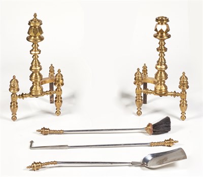 Lot 279 - Group of Brass and Metal Fireplace Equipment...