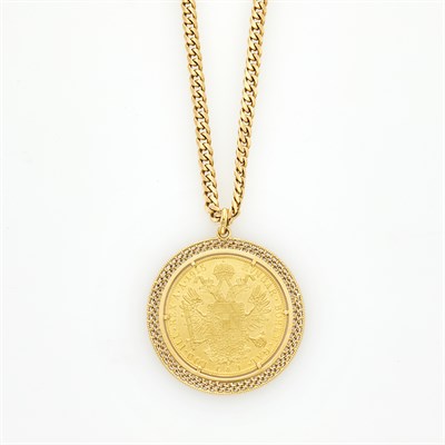 Lot 1157 - Gold and Gold Coin Pendant with Chain Necklace