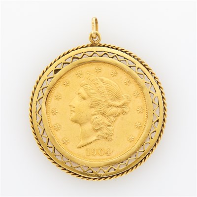 Lot 1164 - Gold and United States Gold Coin Pendant