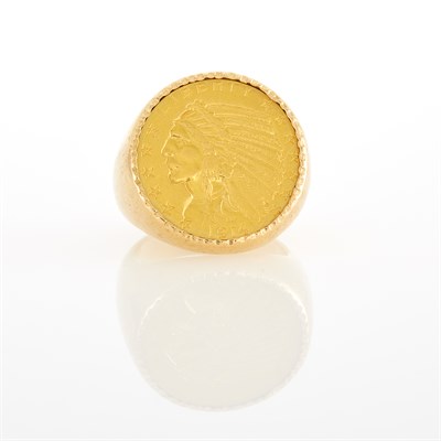 Lot 1138 - Gentleman's Gold and Gold United States Gold Coin Ring