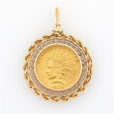 Lot 1167 - Gold and United States Gold Coin Pendant