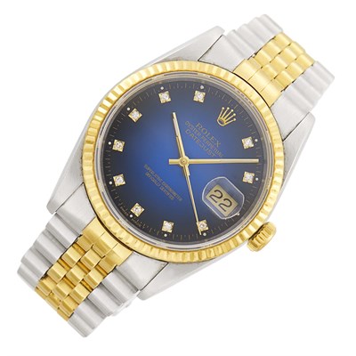 Lot 43 - Rolex Gentleman's Stainless Steel and Gold 'Oyster Perpetual DateJust' Wristwatch, Ref. 16233