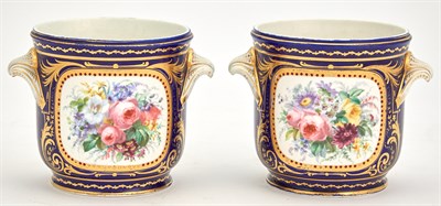Lot 357 - Pair of Sèvres Style Cobalt Ground Porcelain...