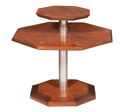Lot 252 - Art Deco Burlwood and Chromed Metal Side Table...
