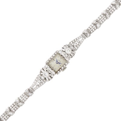 Lot 163 - Hamilton Platinum and Diamond Wristwatch