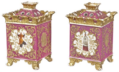 Lot 203 - Pair of Paris Porcelain Pot Pourris Late 19th...