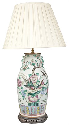 Lot 196 - Chinese Famille Rose Porcelain Lamp Ovoid with...