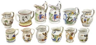 Lot 124 - Group of Ten English Glazed Pottery Pitchers...