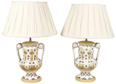 Lot 181 - Pair of English Glazed Ceramic Lamps 19th...