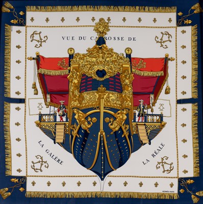 Lot 189 - Framed Hermes La Reale Vue du Carrosse Silk...